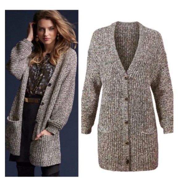 CAbi embrace long lined chunky knit cardigan size small Oversized Rainbow Pocket - Picture 1 of 10